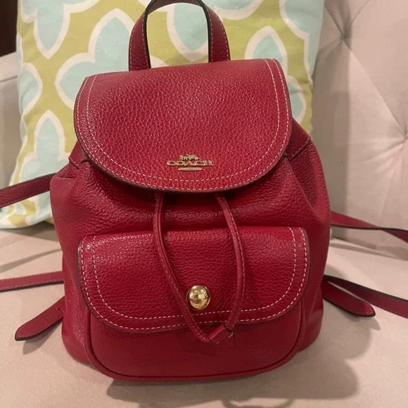 COACH RED PENNIE MINI BACKPACK COACH MINI CHARLIE BACKPACK in RED LEATHER | Mercari main image 3